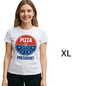 Fun Graphic Tee – “Pizza for President” – Size XL